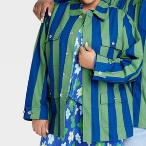 Black History Month Target x Sammy Adult Plus Size Jacket Blue Striped Size 4X